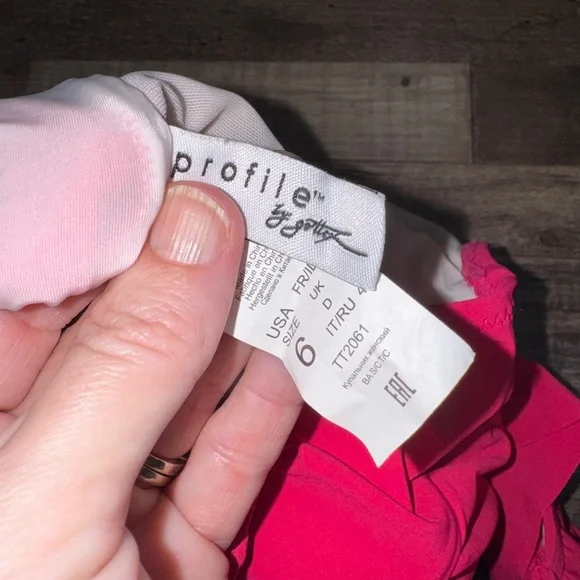 Profile by Gottex Tutti Frutti Raspberry One Shoulder Ruffle One Piece size 6 - Picture 5 of 7